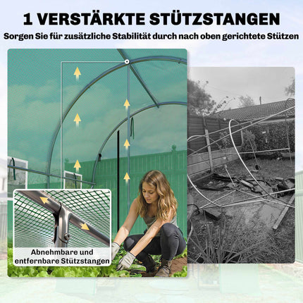 Greenhouse 3x2x2m with Roll-Up Doors & Mesh Windows