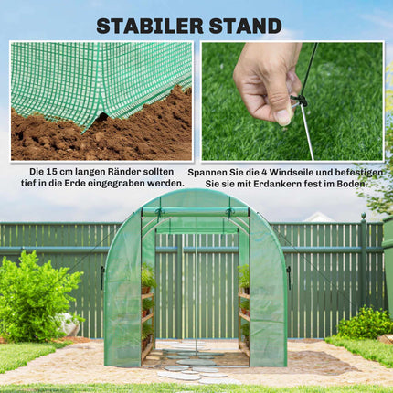 Greenhouse 3x2x2m with Roll-Up Doors & Mesh Windows