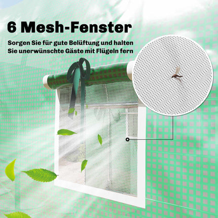 Greenhouse 3x2x2m with Roll-Up Doors & Mesh Windows