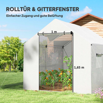 Greenhouse 3x2x2m with UV-Resistant Cover, Mesh Windows