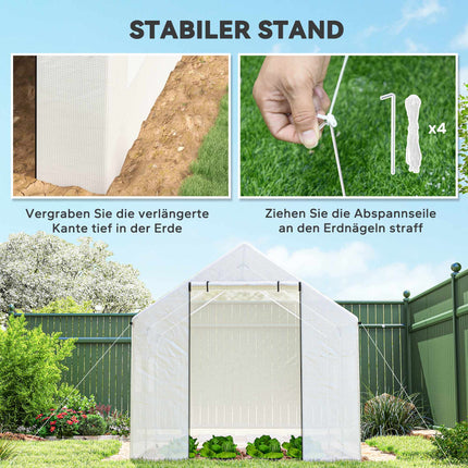 Greenhouse 3x2x2m with UV-Resistant Cover, Mesh Windows