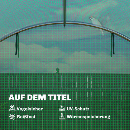 Greenhouse 4x3x2m with PE Cover, Roll-Up Doors & Mesh Windows