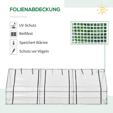 Greenhouse cold frame for tomatoes, 270x90x90 cm, White