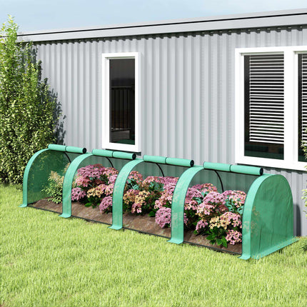 Greenhouse Tunnel, 4 Zipper Windows, Steel Frame, 395x100x80 cm