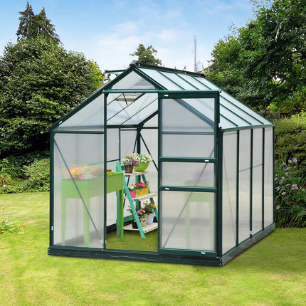 Aluminum frame Walk-In greenhouse, skylight and door, 190x252x201cm