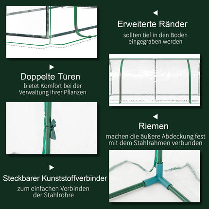 Cold frame Greenhouse with Door, Steel PVC, 200x100x80 cm