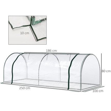 Greenhouse in steel PVC with door - 250x100x80cm cold frame