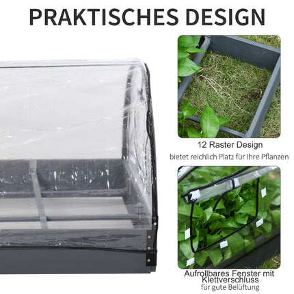 Transparent greenhouse, PVC and steel, 12 grids, 120x79x53cm