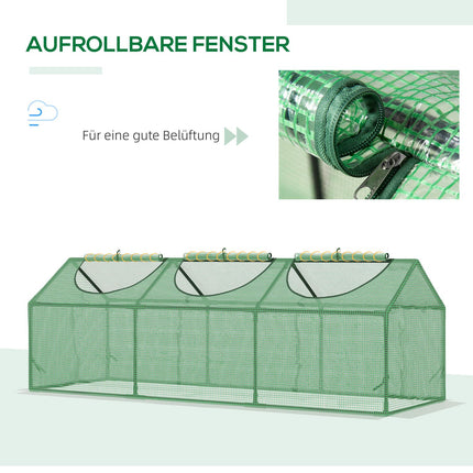Greenhouse with window, green PE Cold frame, 180x60x60Cm