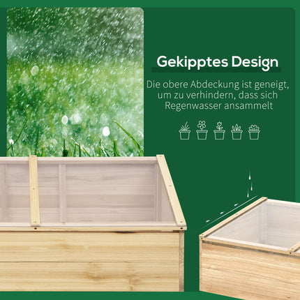 Greenhouse Wooden Cold Frame Box - Spruce Wood, 100x50x35 cm
