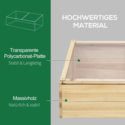 Greenhouse Wooden Cold Frame Box - Spruce Wood, 100x50x35 cm