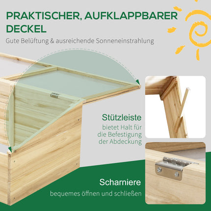 Greenhouse Wooden Cold Frame Box - Spruce Wood, 100x50x35 cm