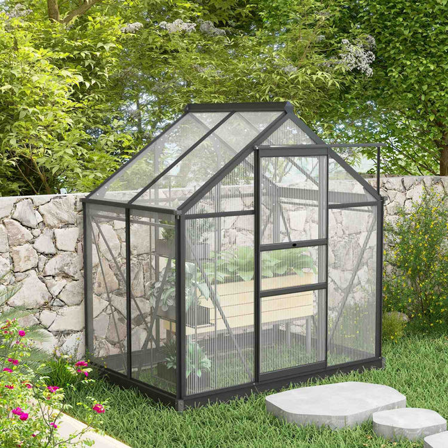 Aluminum Walk-In Greenhouse 190x132x201 cm, Skylight, Weatherproof