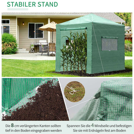 Kas tomatenhuis met deur en raam om op te rollen, PE staal donkergroen 238 x 178 x 240 cm voor optimale plantenteelt