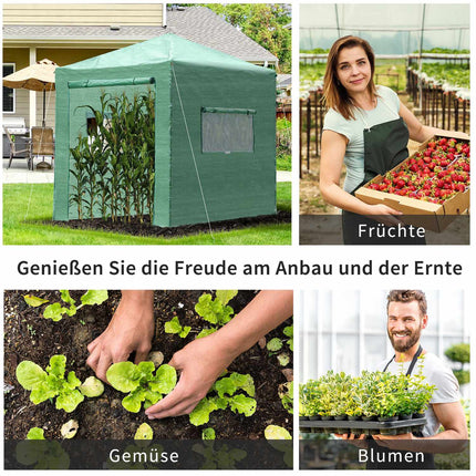 Kas tomatenhuis met deur en raam om op te rollen, PE staal donkergroen 238 x 178 x 240 cm voor optimale plantenteelt