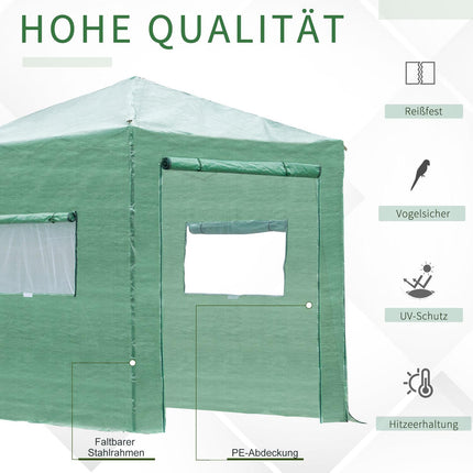 Kas tomatenhuis met deur en raam om op te rollen, PE staal donkergroen 238 x 178 x 240 cm voor optimale plantenteelt