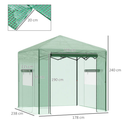 Kas tomatenhuis met deur en raam om op te rollen, PE staal donkergroen 238 x 178 x 240 cm voor optimale plantenteelt