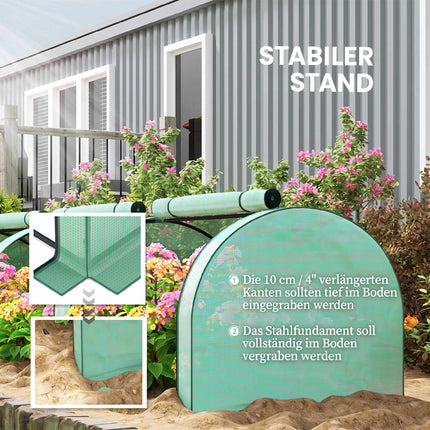 Greenhouse with Roll-Up Zipper Doors, 350 x 100 x 80 cm