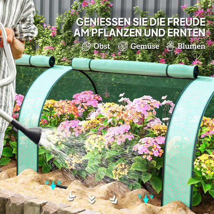 Greenhouse with Roll-Up Zipper Doors, 350 x 100 x 80 cm