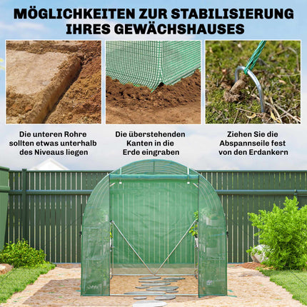 Greenhouse with Shelves, Roll-Up Door, 6 Mesh Windows