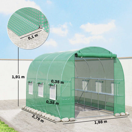 Greenhouse with Shelves, Roll-Up Door, 6 Mesh Windows