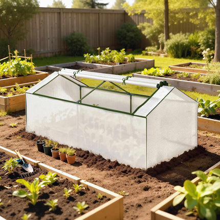 Greenhouse with Windows, PE Cover, 180 x 90 x 70 cm, White