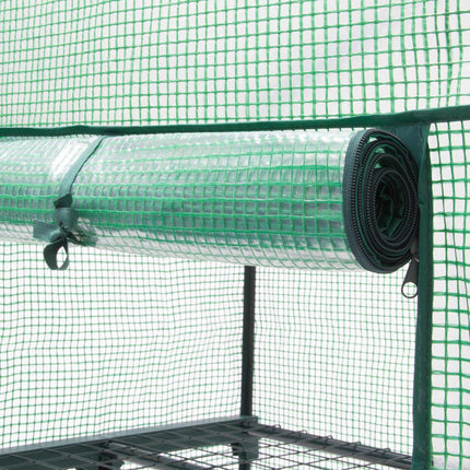 Greenhouse with net-reinforced PE foil