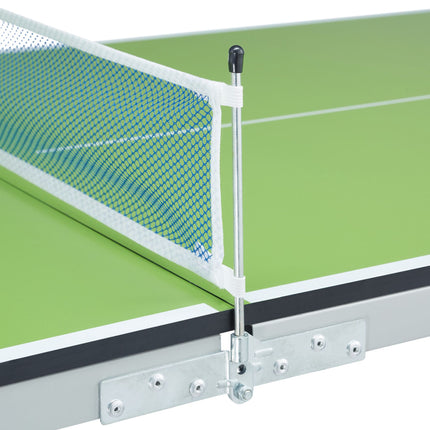 Green ping pong table with accessories