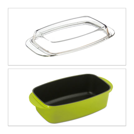 Green roaster with glass lid