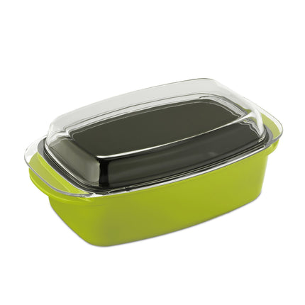 Green roaster with glass lid