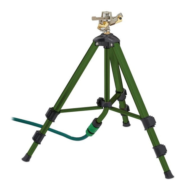 Green sprinkler with metal stand