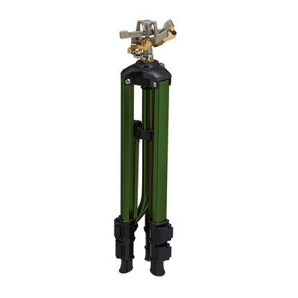 Green sprinkler with metal stand