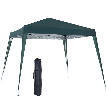 Green steel folding pavilion tent with carrying bag 2.4x2.4M