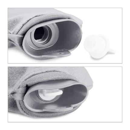 Grey 2L Hot Water Bottle with Cover for Adults & Kids
