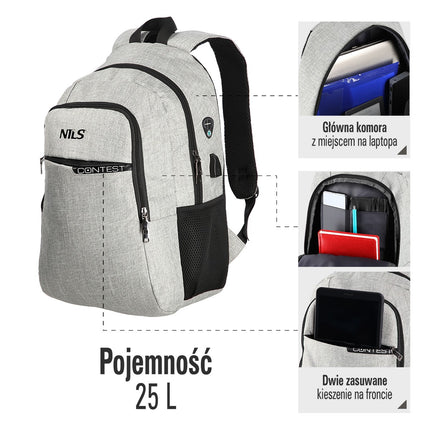 Grey Backpack – Large Capacity, Durable Material