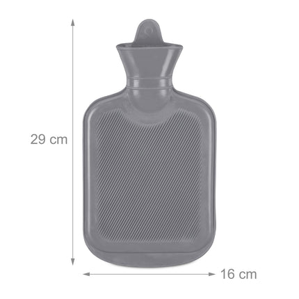 Grey Hot Water Bottle 1L – Leak-Proof, Pain Relief