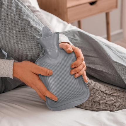 Grey Hot Water Bottle 1L – Leak-Proof, Pain Relief