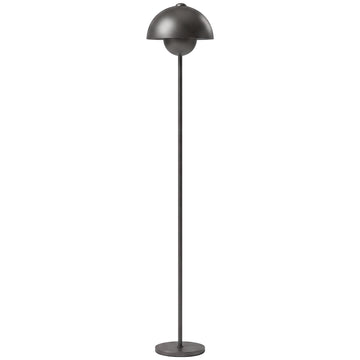 Grey Metal Floor Lamp with Round Shade and Foot Switch