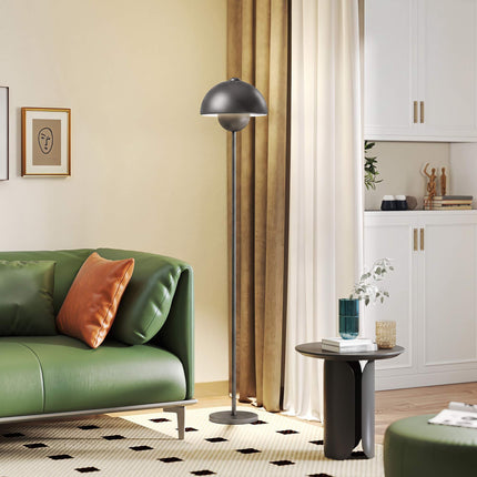 Grey Metal Floor Lamp with Round Shade and Foot Switch