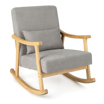 Grey Nursery Rocking Chair with Rubber Wood Armrests