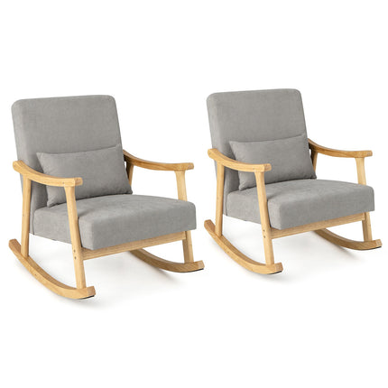 Grey Nursery Rocking Chair with Rubber Wood Armrests