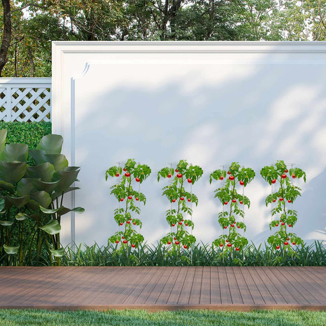 Grey Plant Supports with Rings, 120 cm