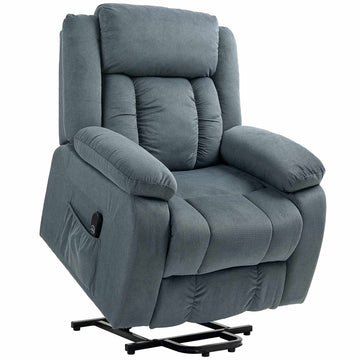 Grey Recliner Chair with Remote, Velvet Upholstery