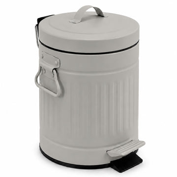 Grey Retro Bathroom Pedal Bin, 3L Capacity