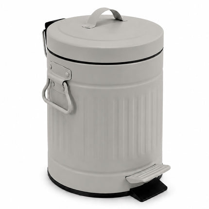 Grey Retro Bathroom Pedal Bin, 3L Capacity