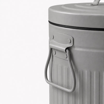Grey Retro Pedal Bin, 12L Capacity, Soft-Close Lid