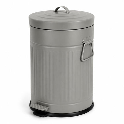 Grey Retro Pedal Bin, 20L, Soft-Close, Kitchen/Office