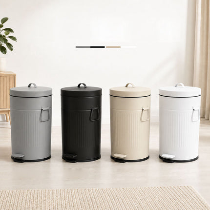 Grey Retro Pedal Bin, 20L, Soft-Close, Kitchen/Office