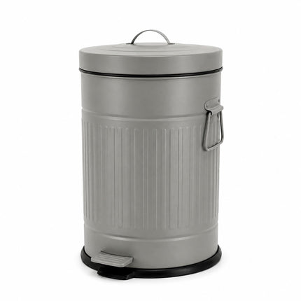 Grey Retro Pedal Bin, 20L, Soft-Close, Kitchen/Office