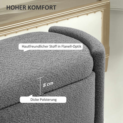 Grey Upholstered Storage Bench – 105 x 44 x 45.5 cm